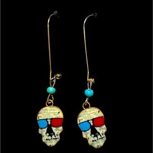 3D glasses Skull Earrings